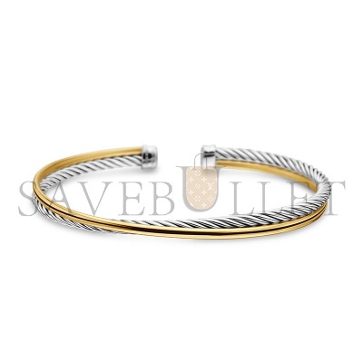 DAVID YURMAN CROSSOVER BRACELET STERLING SILVER WITH 18K YELLOW GOLD, 3MM B14191 S8 DAVID YURMAN CROSSOVER BRACELET STERLING SILVER WITH 18K YELLOW GOLD, 3MM B14191 S8